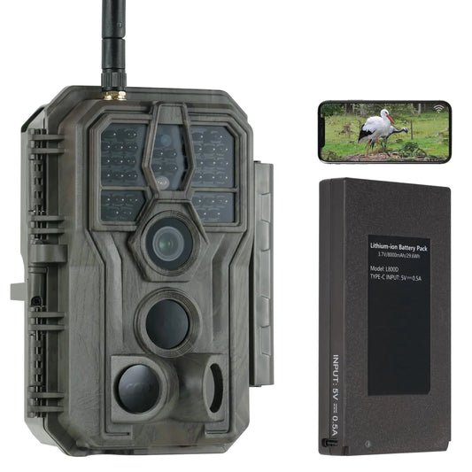 GardePro E8P Trail Camera WiFi Bluetooth Game Cameras with 8000mAh Rechargeable Battery Pack 100ft Night Vision Motion Activated